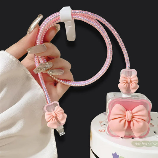 Peach Bow Charger Protecter