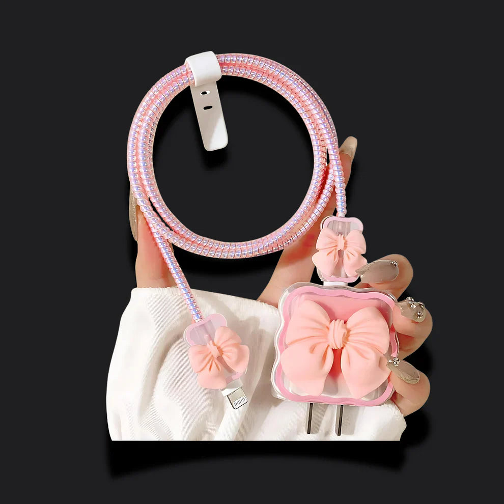 Peach Bow Charger Protecter