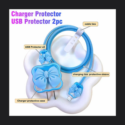 Sky Blue Bow Charger Protecter